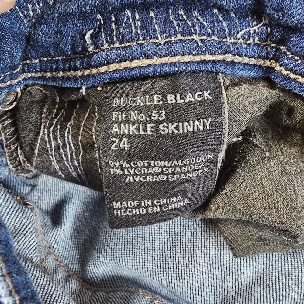 Buckle Black Jeans Women's 24 Fit No 53 Distressed Ankle Skinny‎